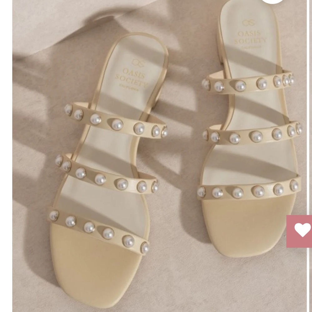 Like new Oasis Society Valerie Pearl Flat Slide Sandals Size 7.5 - Picture 1 of 11